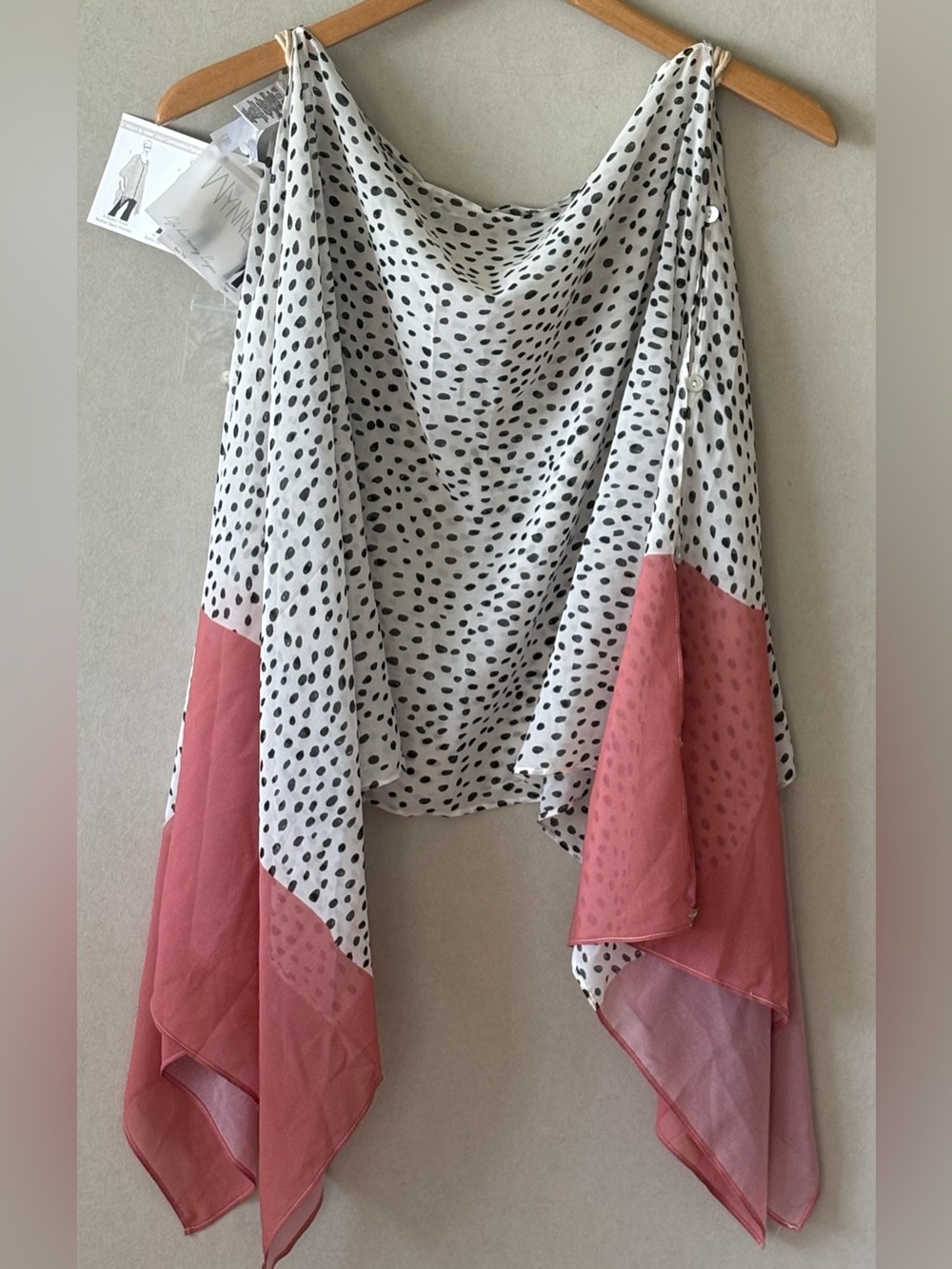 Lightweight Polka Dot Scarf with Pink Block Border